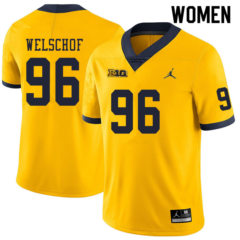 Women #96 Julius Welschof Michigan Wolverines College Football Jerseys Sale-Yellow